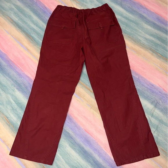 Free People Women’s Voyage Utility High Rise Wide Leg Cargo Pants in Red Size L - Picture 2 of 5